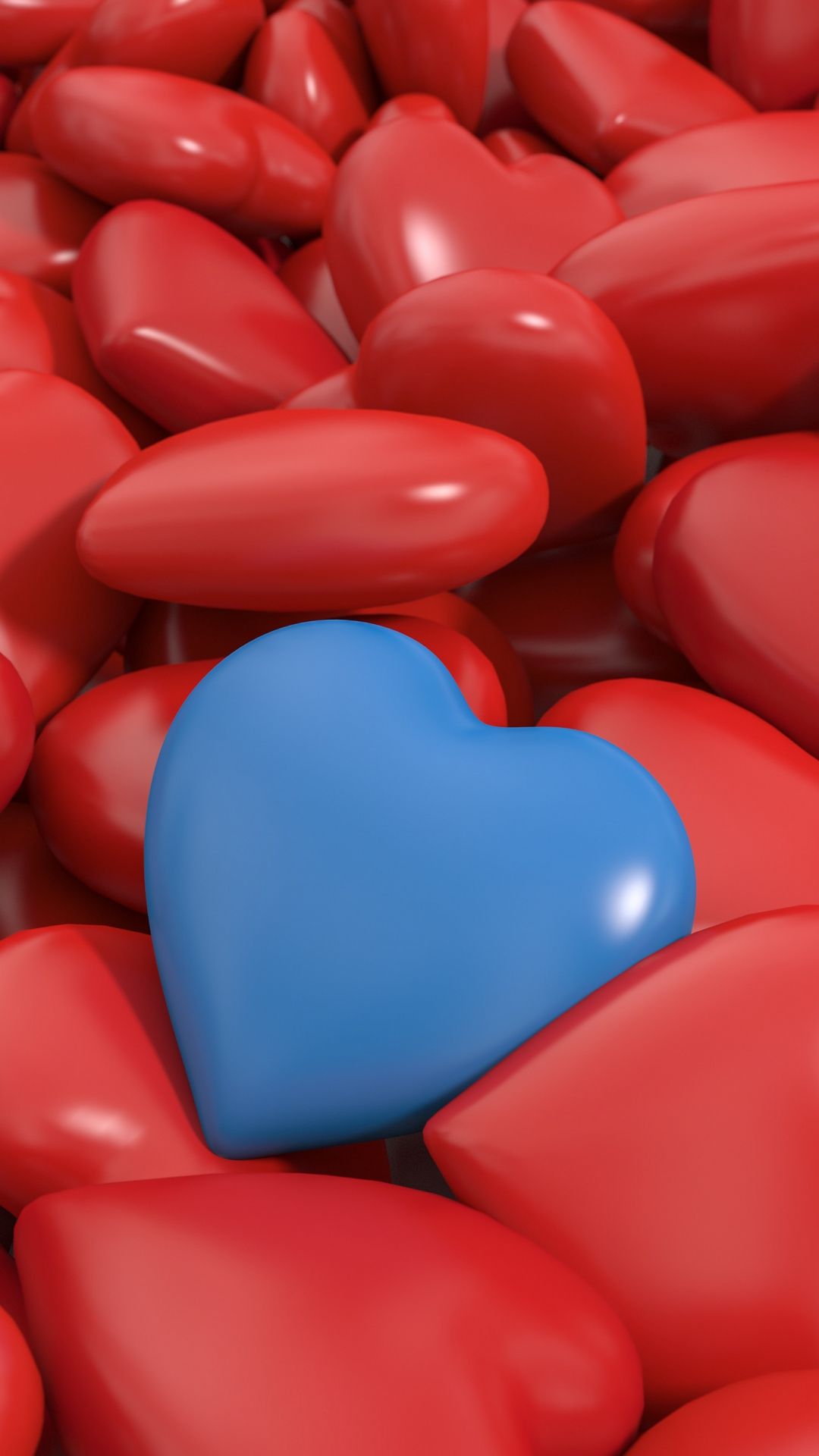 3D Heart Red Blue HD Wallpaper
