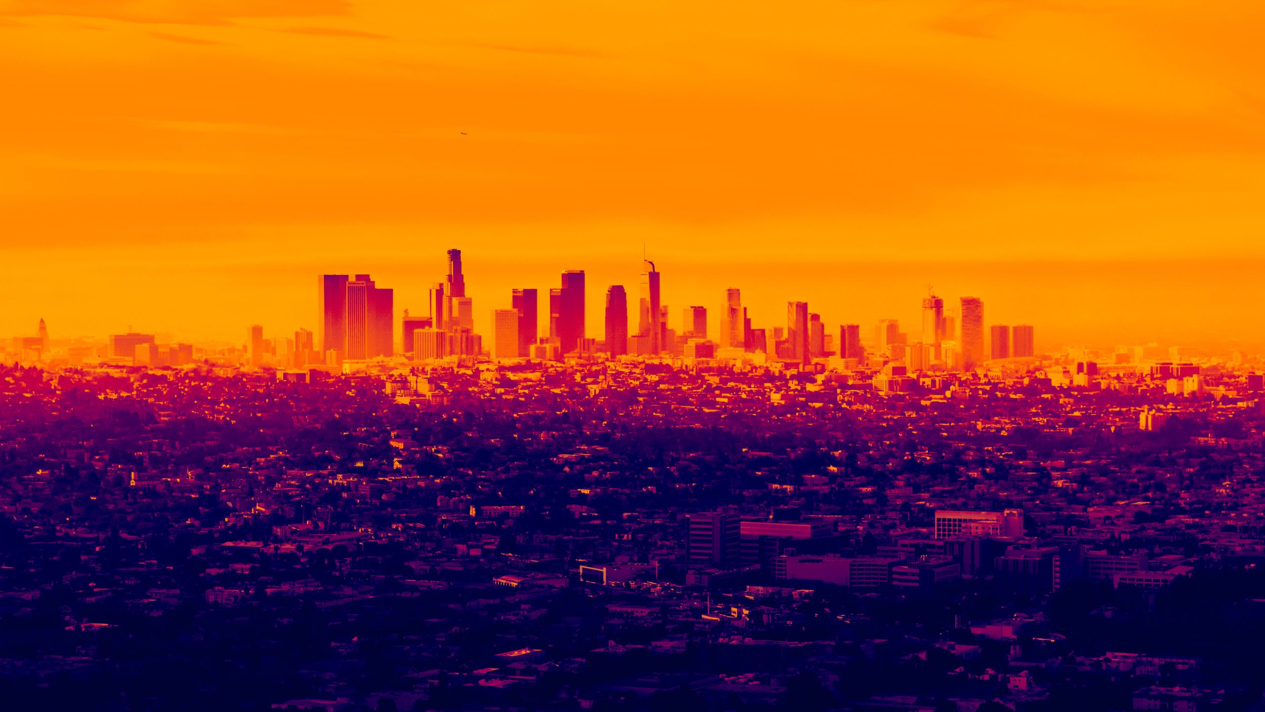 LA Cityscape in Infrared 1440P Resolution Wallpaper, HD City 4K Wallpaper, Image, Photo and Background