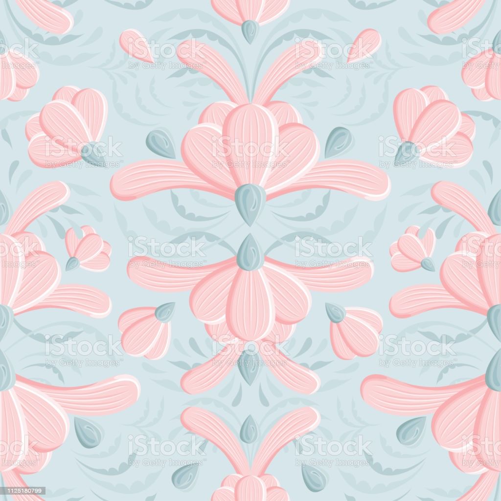 Pastel Pink And Green Fantasy Flower Vector Seamless Pattern Stock Illustration Image Now