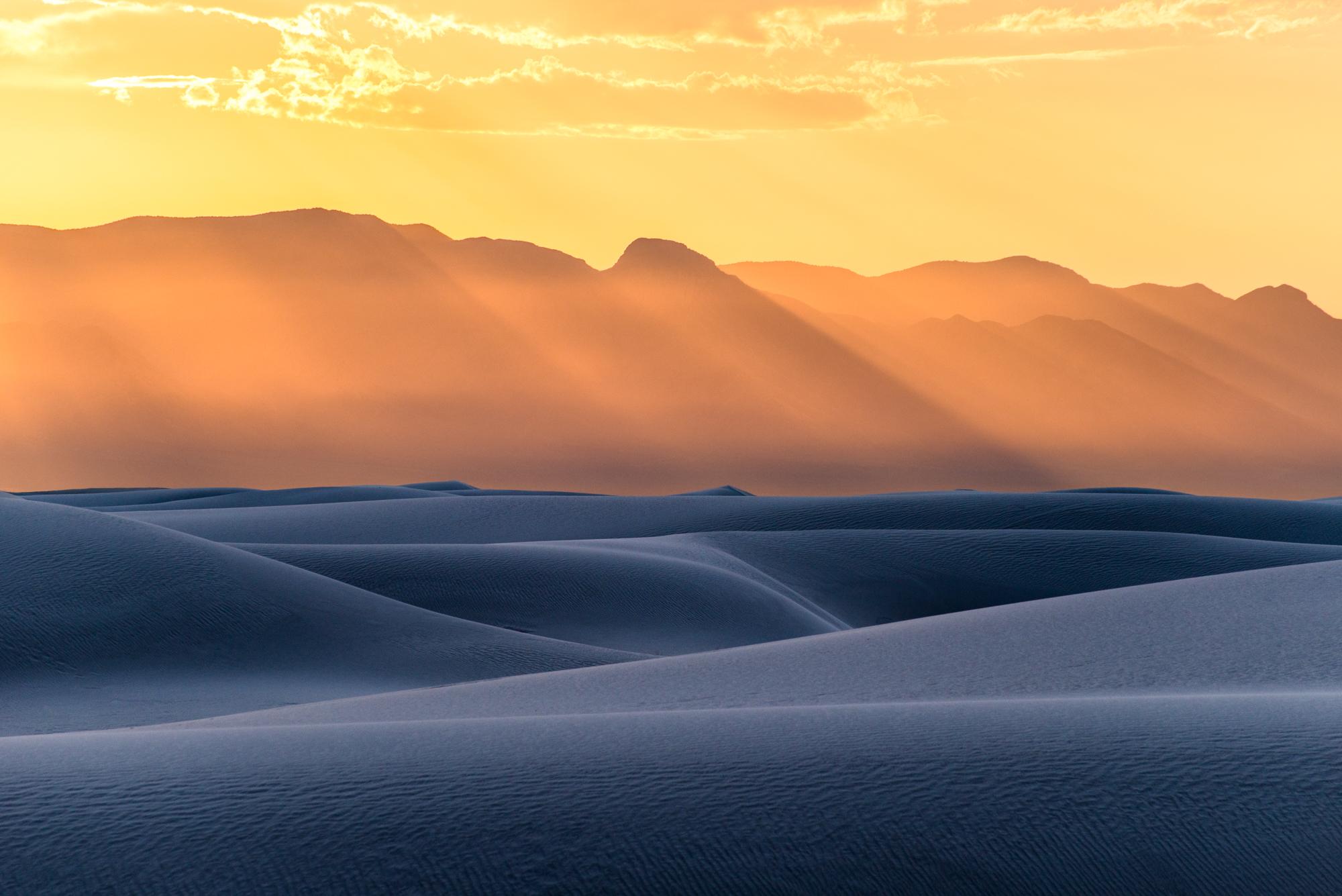 Sun Rays Dunes Landscape Nature Sunset New Mexico Desert Wallpaper:2000x1335
