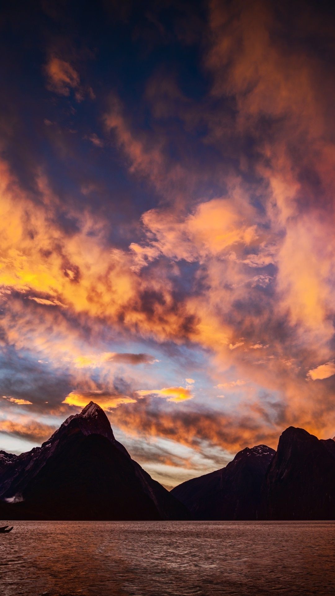 Wallpaper Milford Sound, New Zealand, sunset, mountains, sea, clouds 2560x1920 HD Picture, Image
