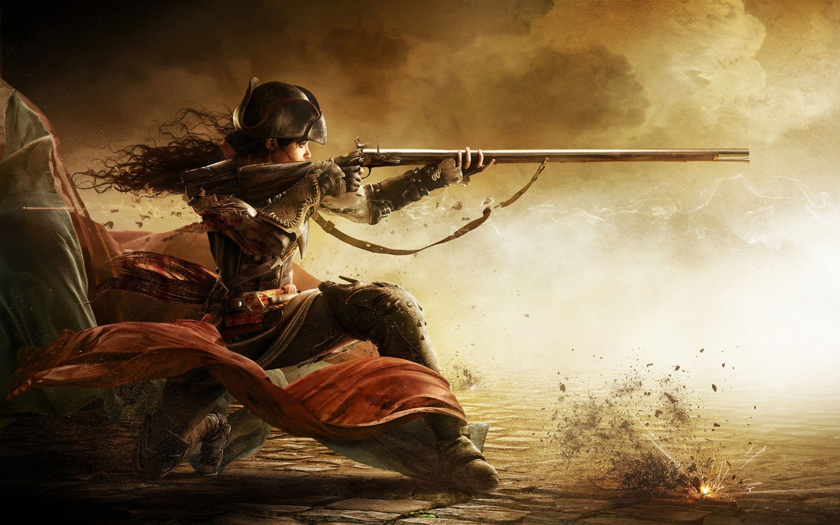 Wallpaper Assassin's Creed III: Liberation, girl use rifle 1920x1080 Full HD 2K Picture, Image