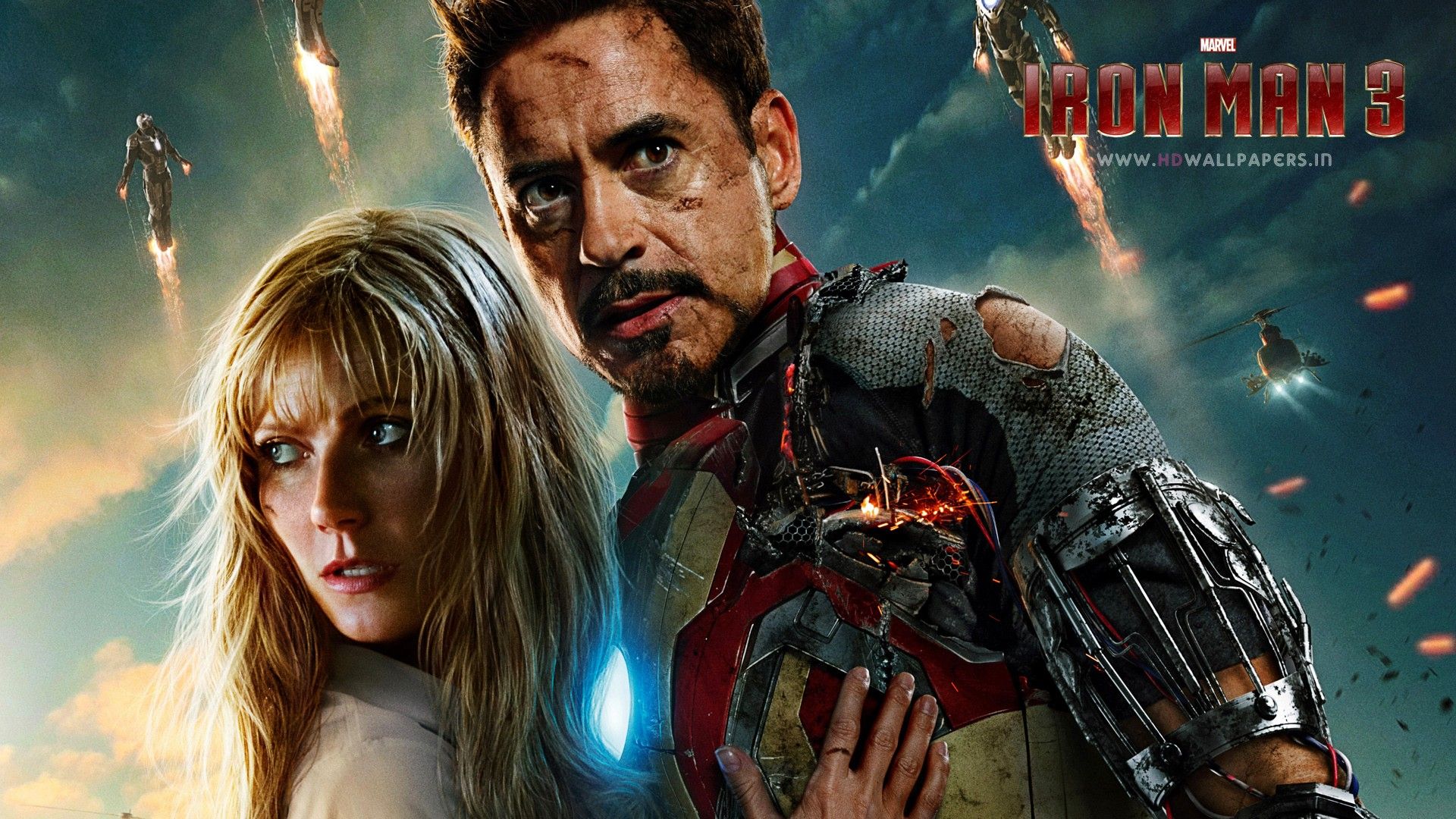 Tony Stark Pepper Potts Iron Man 3 2013 Movie Wallpaper