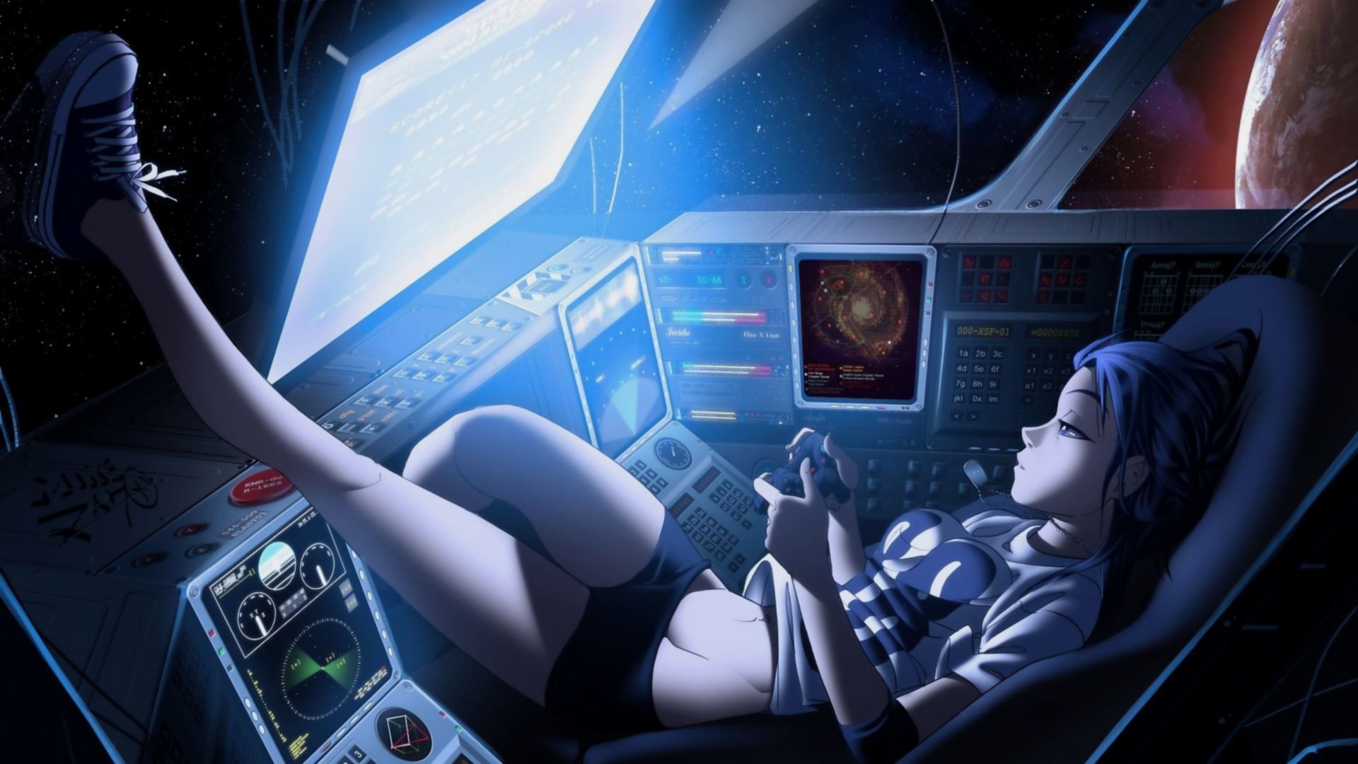 Cyberpunk Spaceship Girl Wallpaper. Girl wallpaper, Anime wallpaper, Space girl