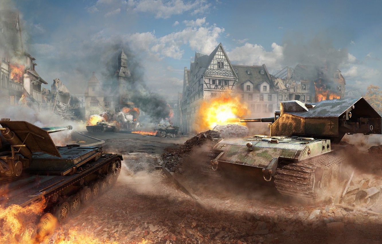 Wallpaper The sky, Clouds, Home, Dust, Smoke, Fire, Iron, Trunk, Flame, Shot, WoT, Camouflage, World of Tanks, World Of Tanks, Wargaming Net, Tank destroyer image for desktop, section игры
