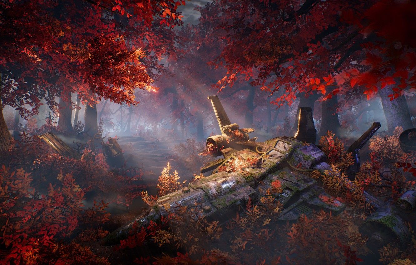 Wallpaper Autumn, Forest, Trees, Ship, Art, Sci Fi Image For Desktop, Section фантастика