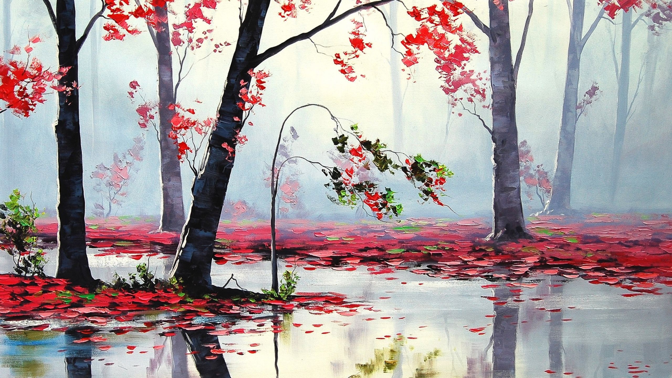 Art Autumn Trees River MacBook Air Wallpaper Download