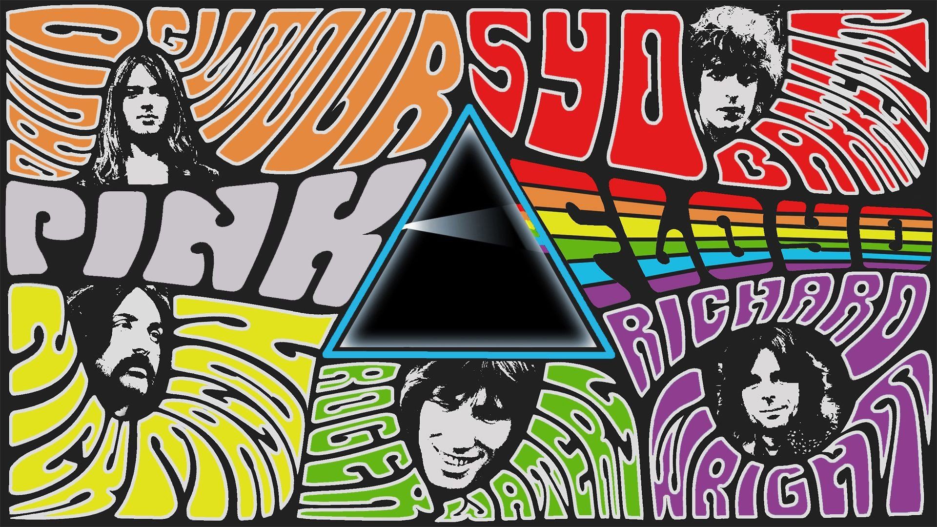 Music Pink Floyd groups psychedelic dark side Rock music collage musicians Rock Band Psychedelic rock wallpaperx1080