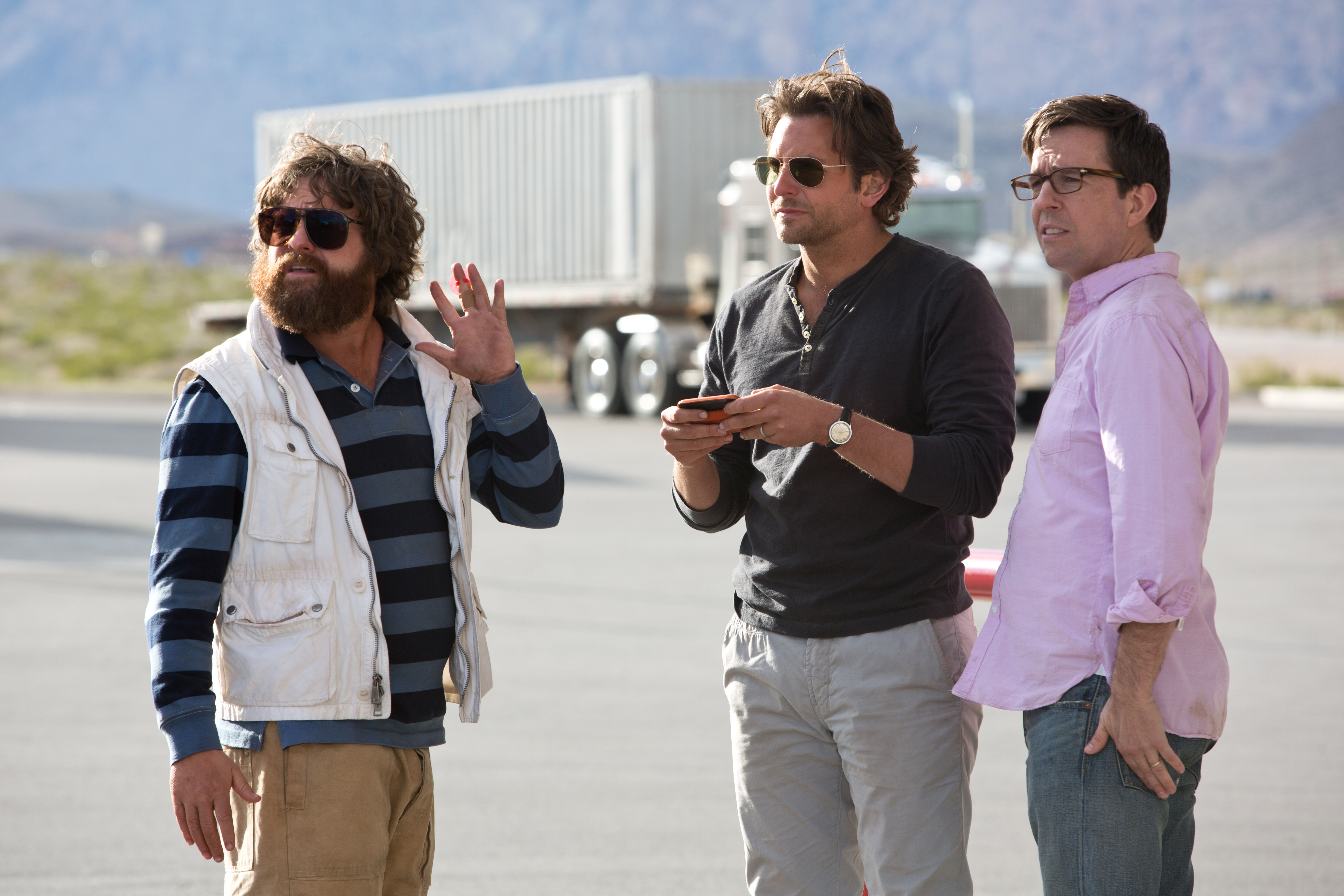 THE HANGOVER 3 Image. THE HANGOVER PART III Stars Bradley Cooper, Ed Helms, and Zach Galifianakis