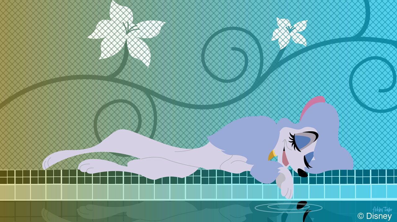 Disney Doodle: Georgette from 'Oliver & Company' Pampers Herself at Senses Spa. Disney Parks Blog