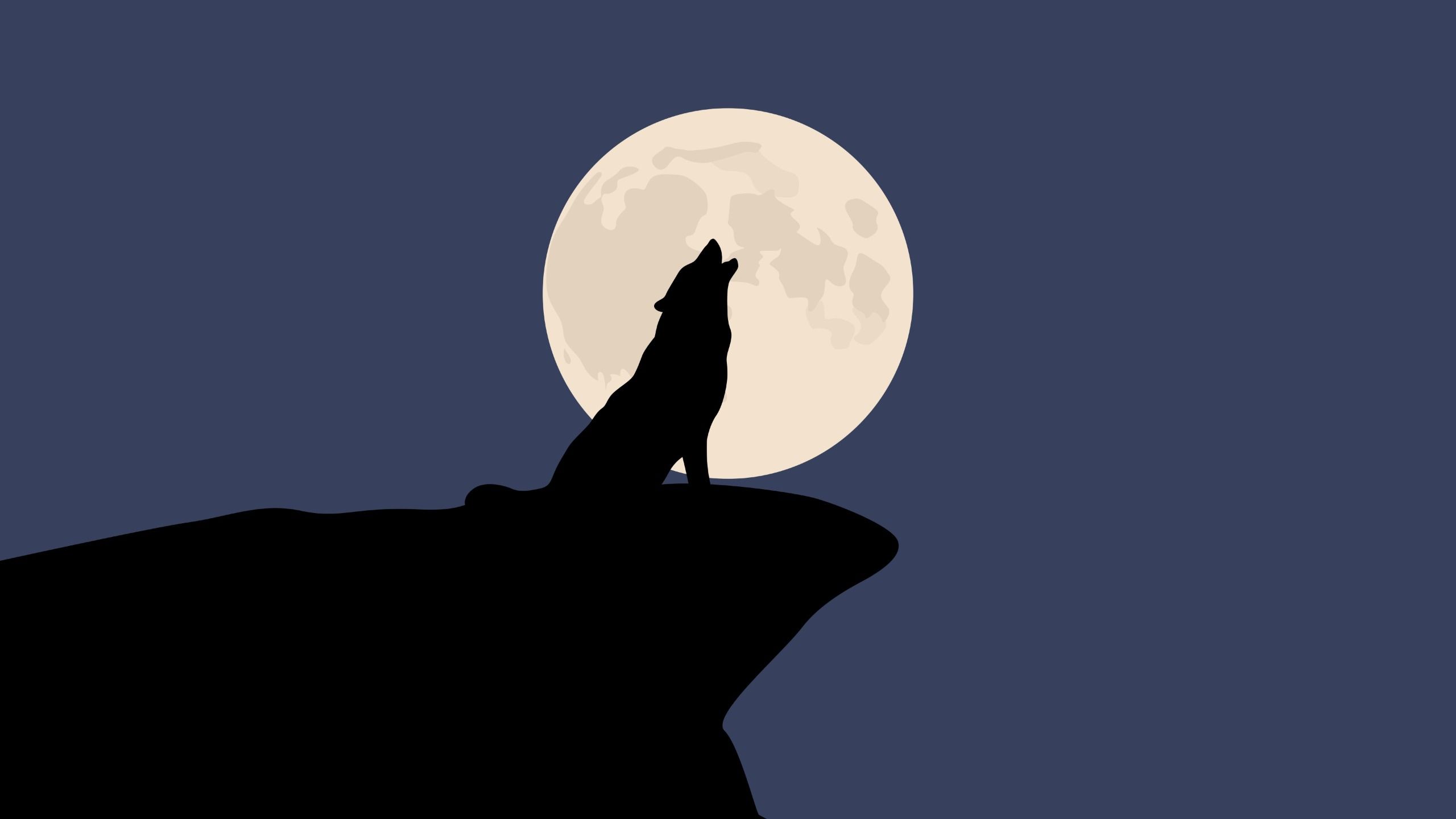 Howling Wolf 1440P Resolution Wallpaper, HD Minimalist 4K Wallpaper, Image, Photo and Background