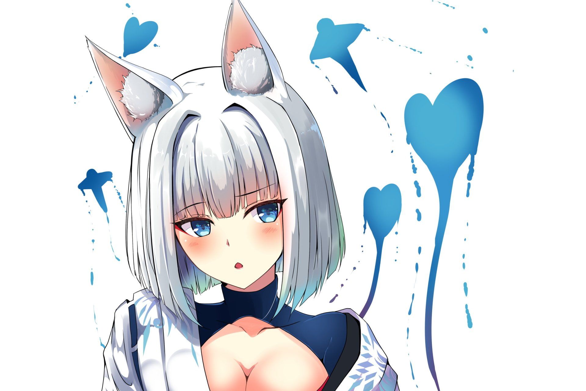 Anime Azur Lane Animal Ears Blue Eyes #Blush #Face #Girl Kaga (Azur Lane) Short Hair White Hair P #wallpaper #hdwa. Anime, Anime art fantasy, Anime art girl