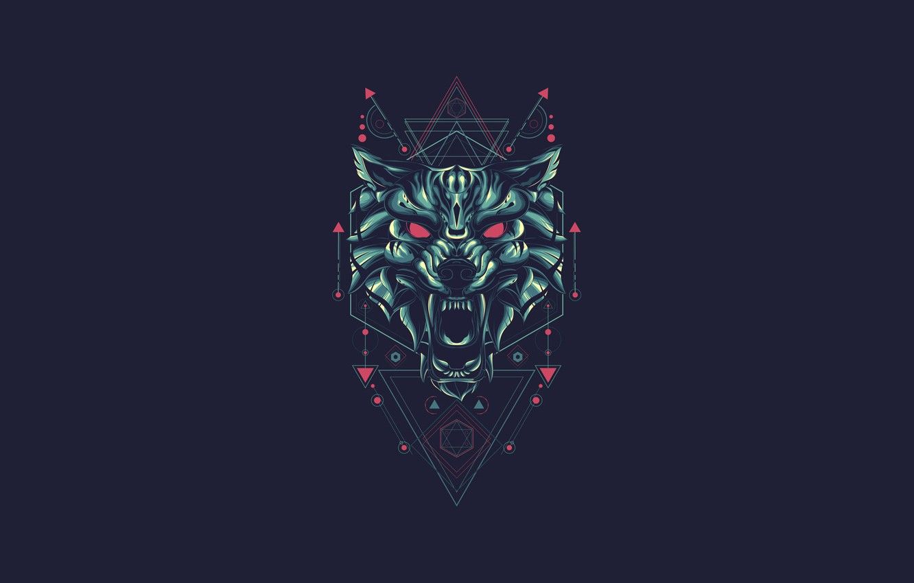 Wallpaper Minimalism, Style, Background, Wolf, Face, Art, Art, Style, Background, Minimalism, by Secondsyndicate, Secondsyndicate image for desktop, section минимализм