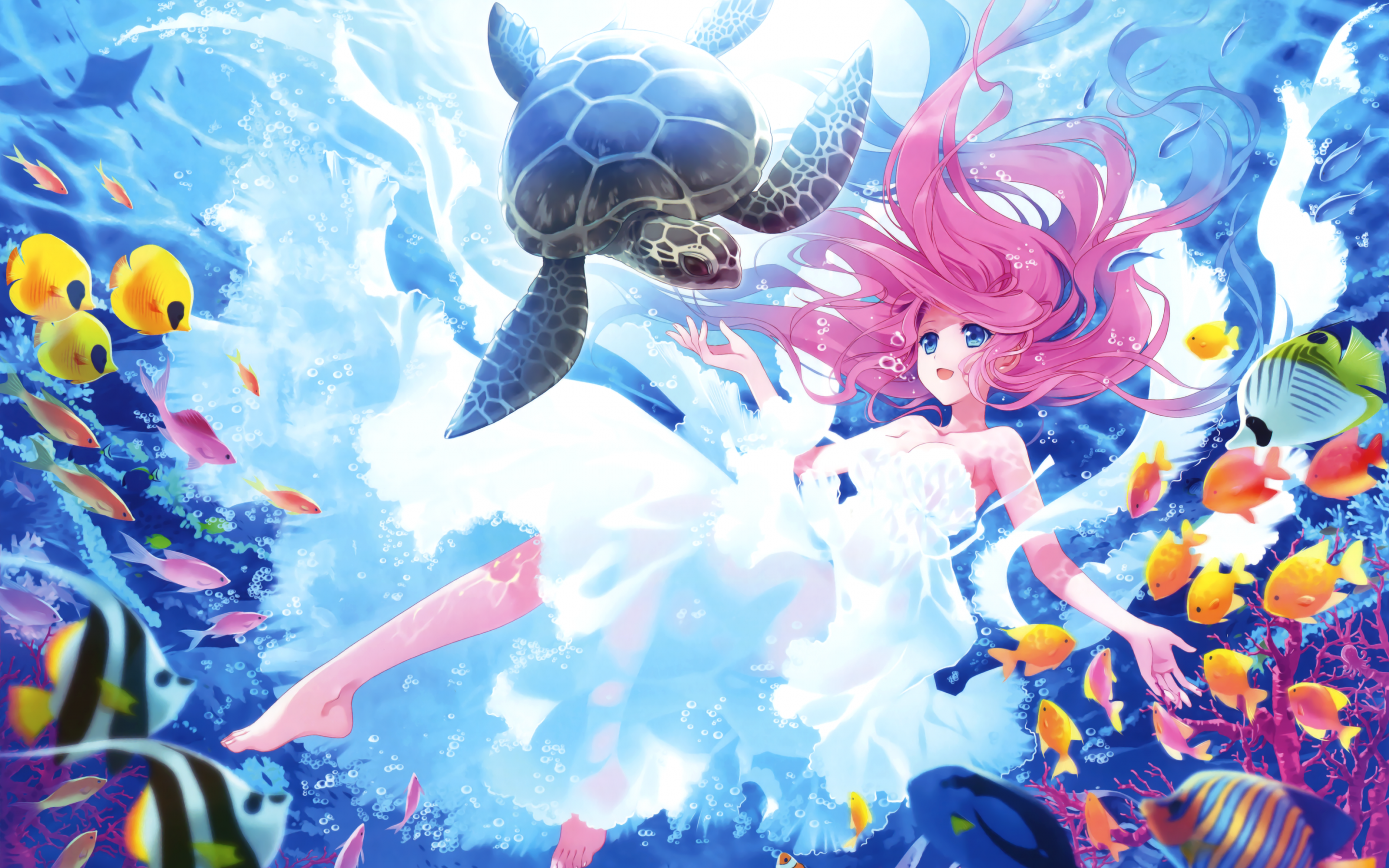 Wallpaper Kawaii, Mermaid, Turtle, Fishes, Underwater, HD, Anime / Most Popular,. Wallpaper for iPhone, Android, Mobile and Desktop