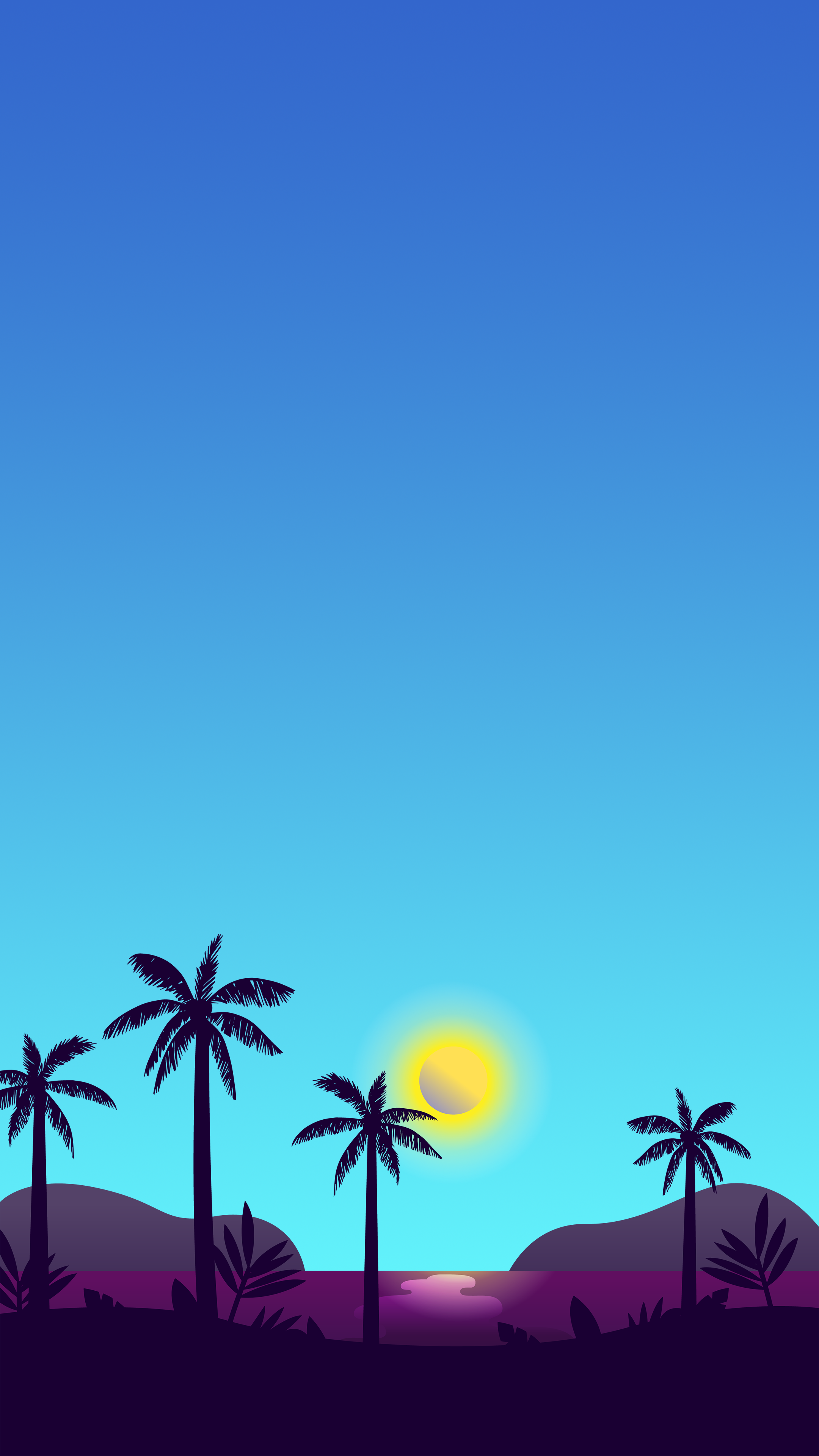 Minimal blue landscape 4K phone wallpaper