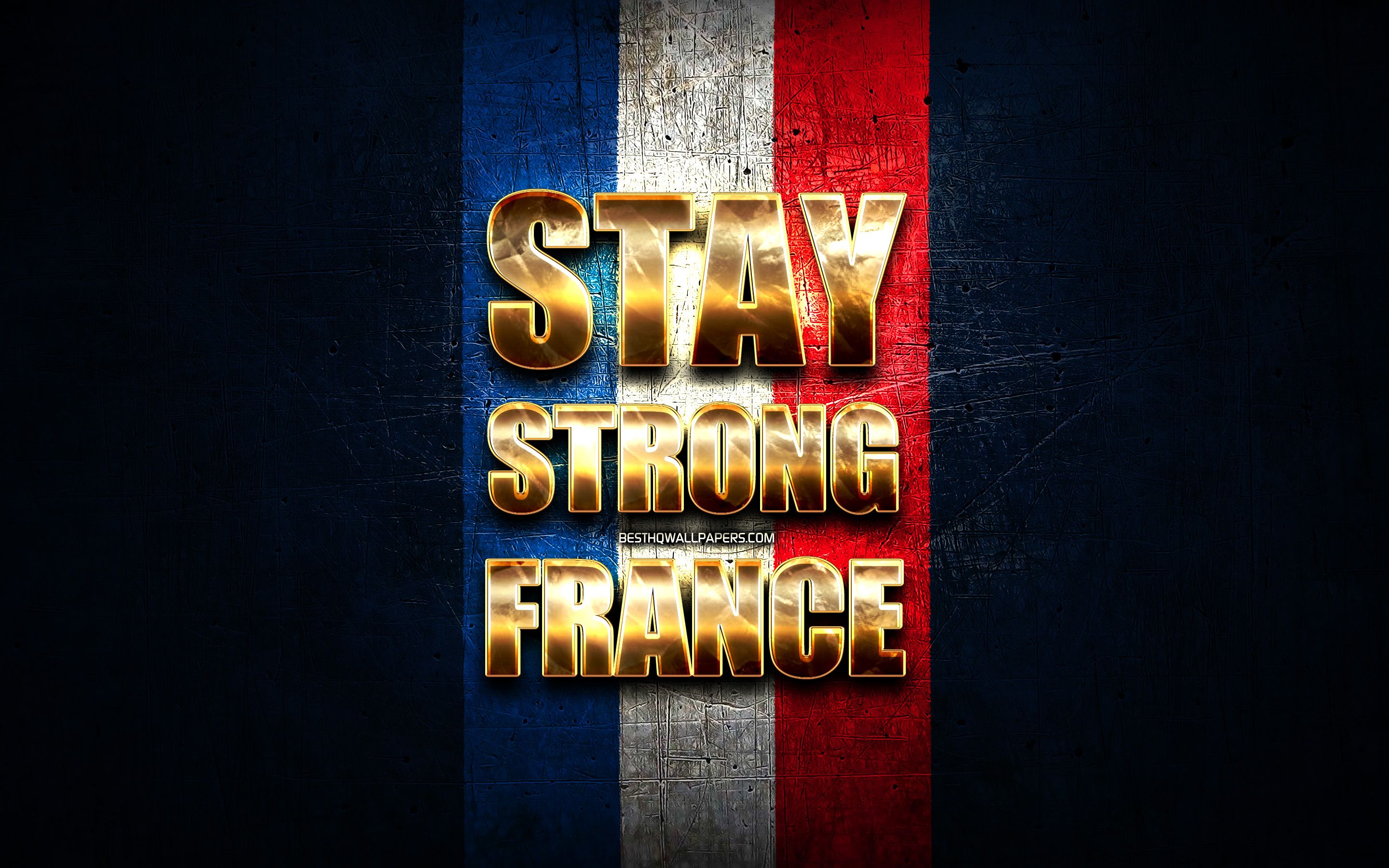 Download wallpaper Stay Strong France, coronavirus, support France, french flag, artwork, french support, flag of France, COVID- Stay Strong France with flag for desktop with resolution 2880x1800. High Quality HD picture wallpaper