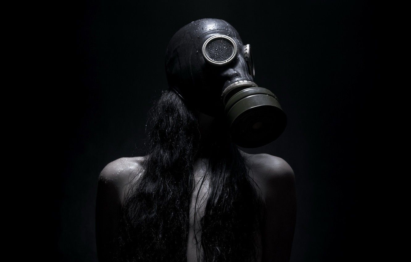 Wallpaper girl, background, gas mask image for desktop, section девушки