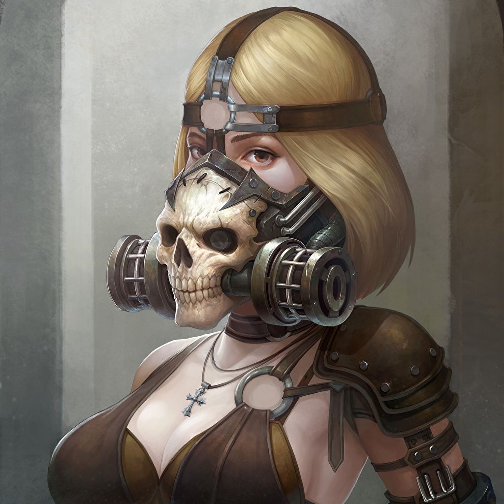 image Skulls Gas mask Blonde girl Fantasy Masks