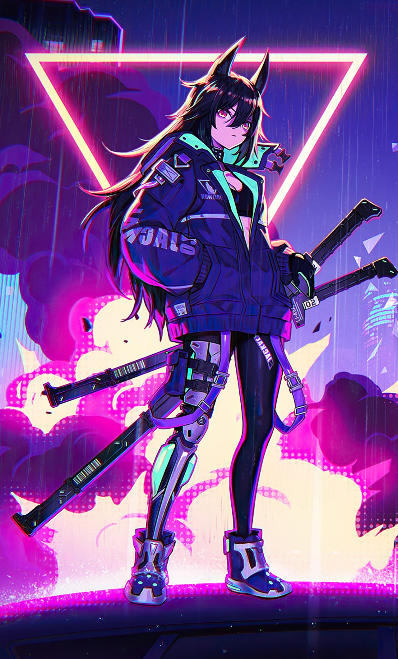 Anime Girl Neon Wallpaper gambar ke 3