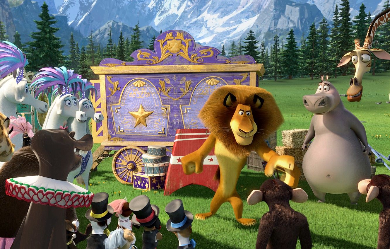 Wallpaper animals, cartoon, circus, MADAGASCAR - for desktop, section фильмы