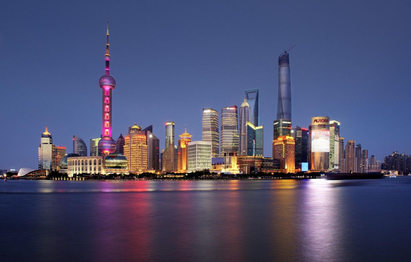 Wallpaper river, horizon, China, Shanghai, Oriental Pearl Tower, Shanghai Tower, Shanghai World Financial Center, the Huangpu river image for desktop, section город