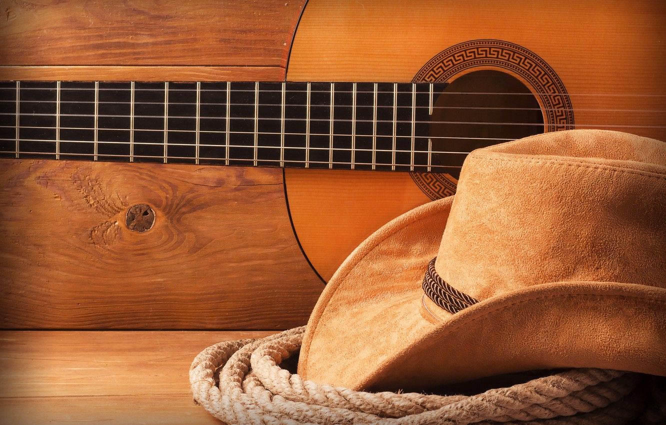 Wallpaper hat, Guitar, cowboy image for desktop, section стиль