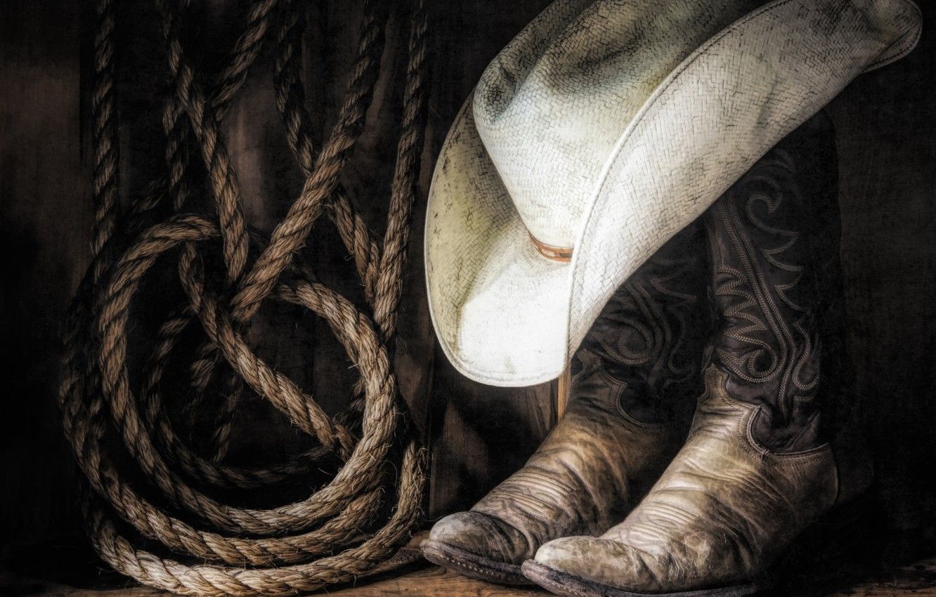 Wallpaper hat, boots, rope, cowboy image for desktop, section стиль