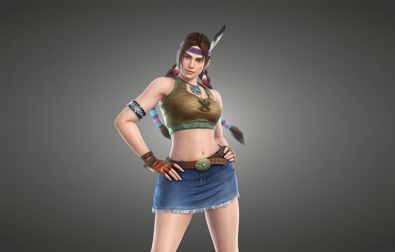 Wallpaper girl, feathers, braids, light background, Indian, tekken, Indian, Julia Chang, Tekken image for desktop, section рендеринг