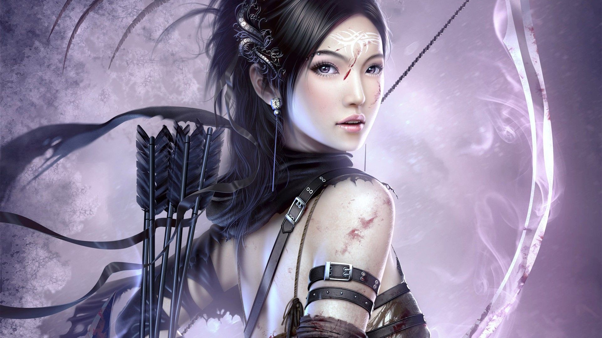 archers, Chinese, women, Mario Wibisono, asians, arrows, anime girls wallpaper