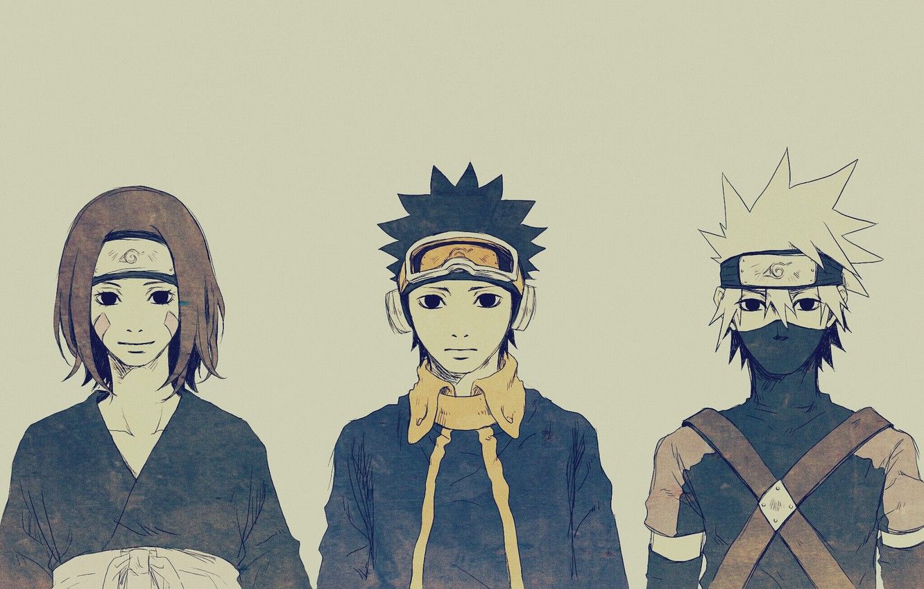 Wallpaper naruto, art, kakashi, rin, obito, team minato image for desktop, section прочее