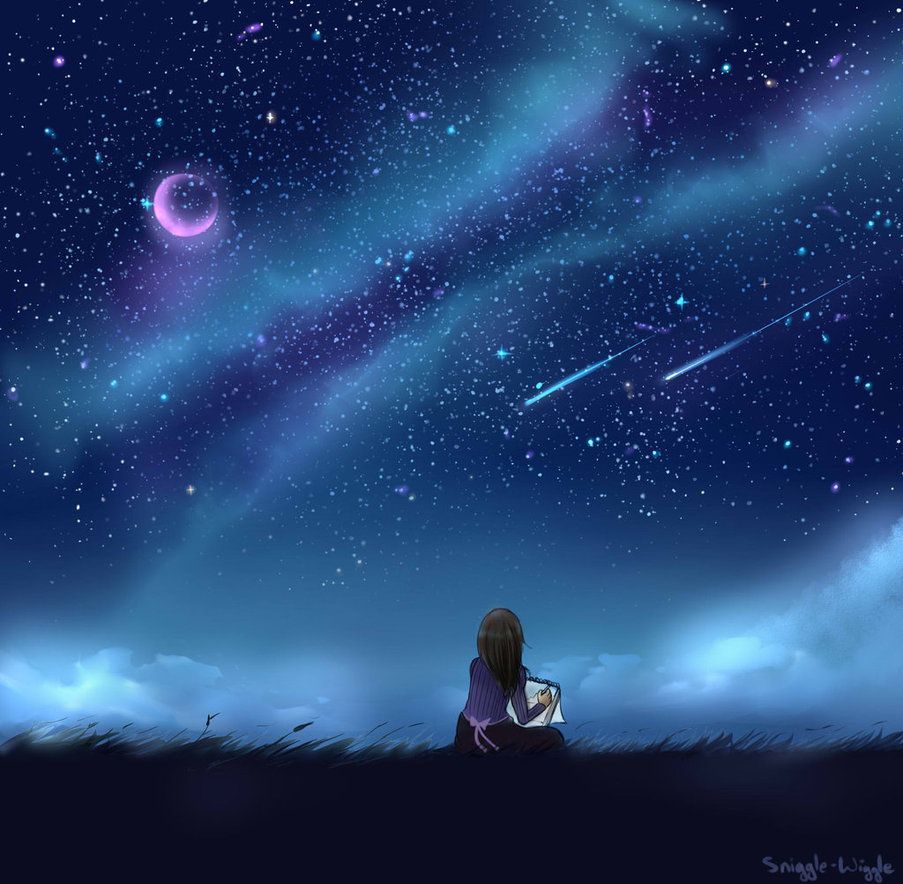 Night Sky Practice 1. Sniggle Wiggle. Sky Anime, Night Sky Painting, Night Sky Art