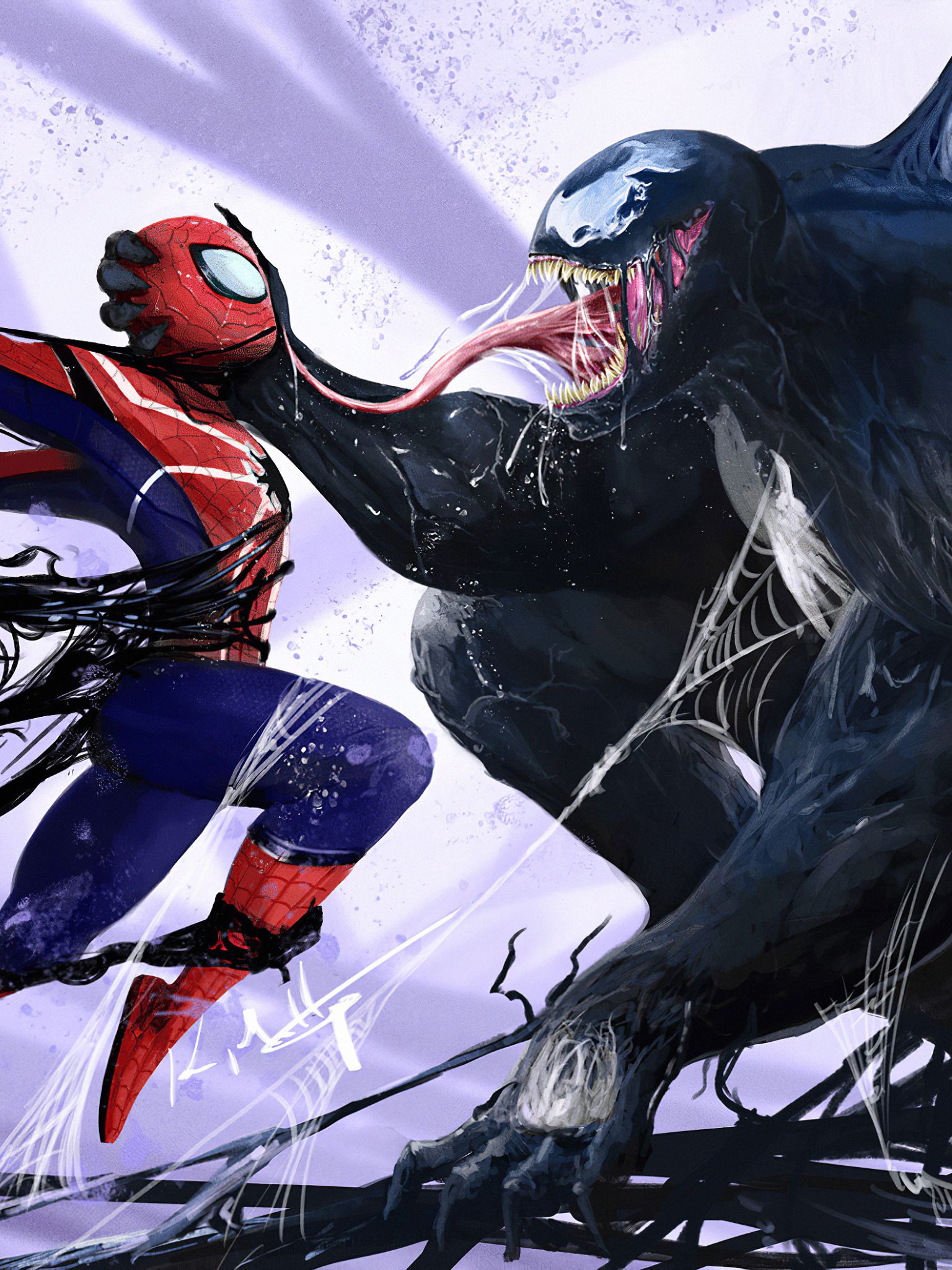 Venom Vs Spider Man Art 1536x2048 Resolution Wallpaper, HD Artist 4K Wallpaper, Image, Photo and Background