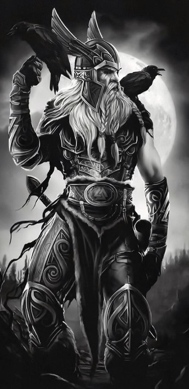 Download Odin and his ravens Wallpaper by puggaard now. Browse millions of popula. Viking warrior tattoos, Viking tattoos, Mythology tattoos
