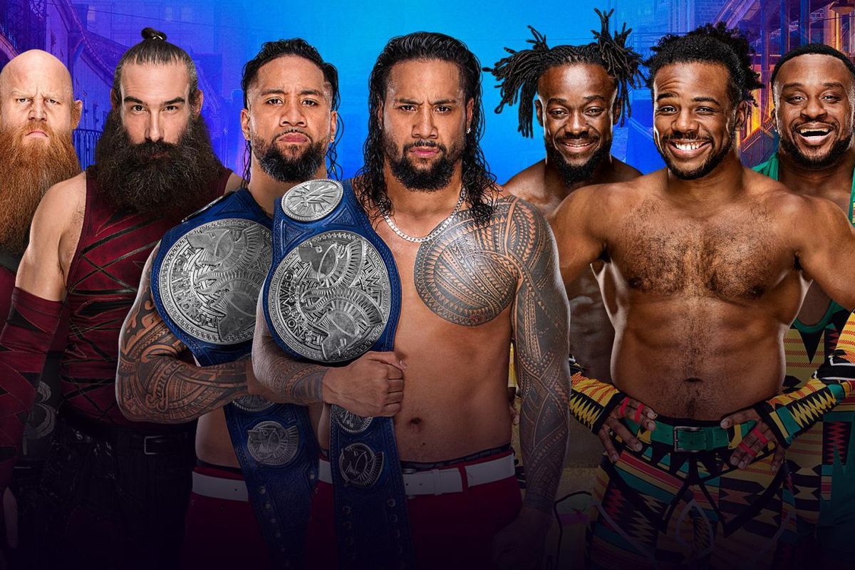 The Usos fend off The New Day and Bludgeon Brothers at WrestleMania 34