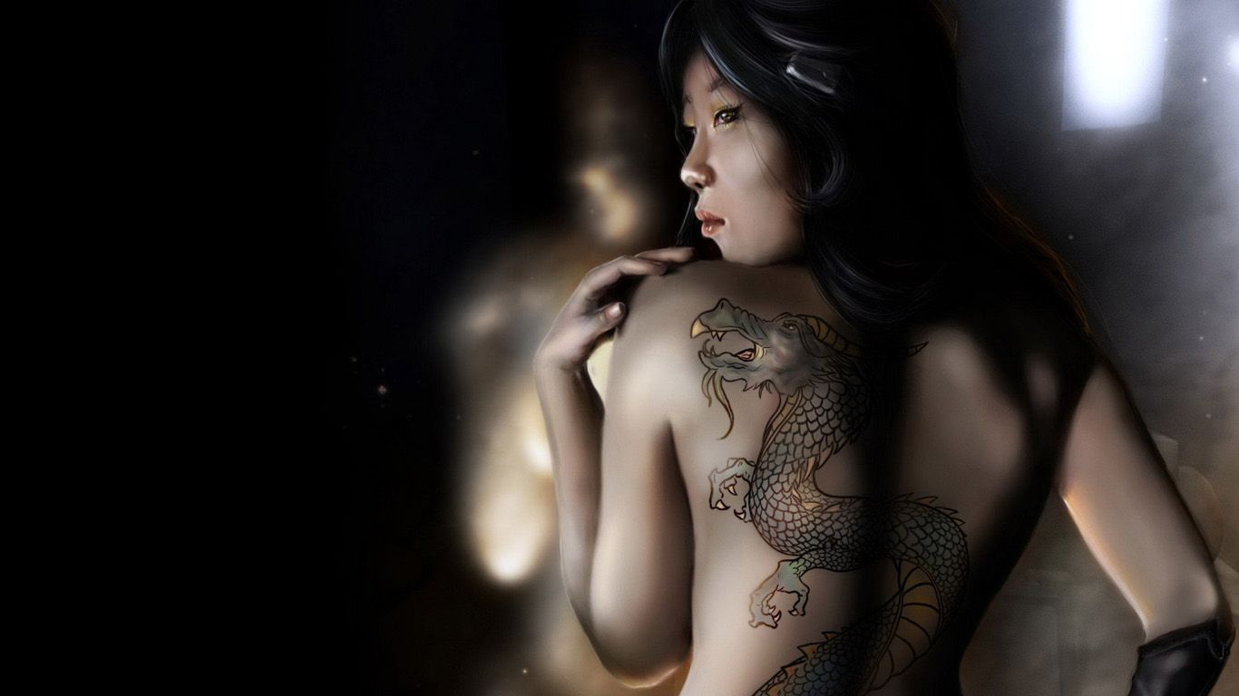 girls and their tats. The girl with the dragon tattoo, Asian tattoo girl, Dragon tattoo wallpaper