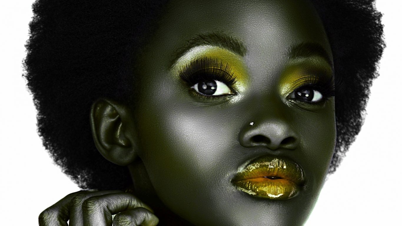 Download Wallpaper 1366x768 Black, Face, Girl, Make Up, Creative