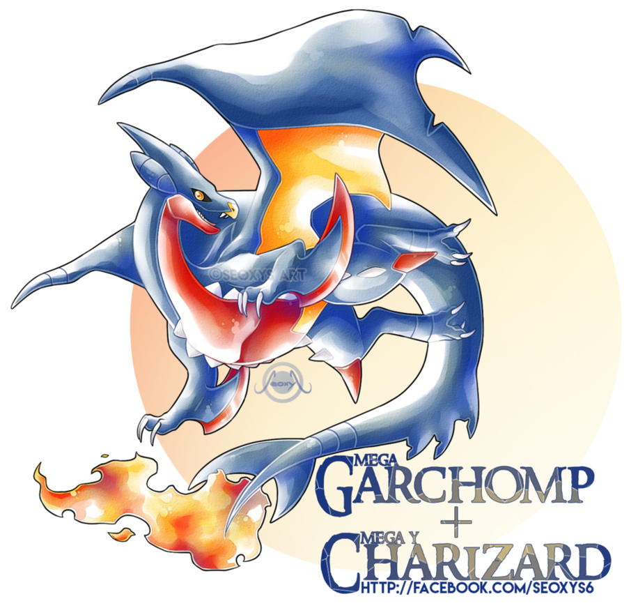 Mega Garchomp x Mega Charizard Y. Pokemon fusion art, Cute pokemon wallpaper, Charizard