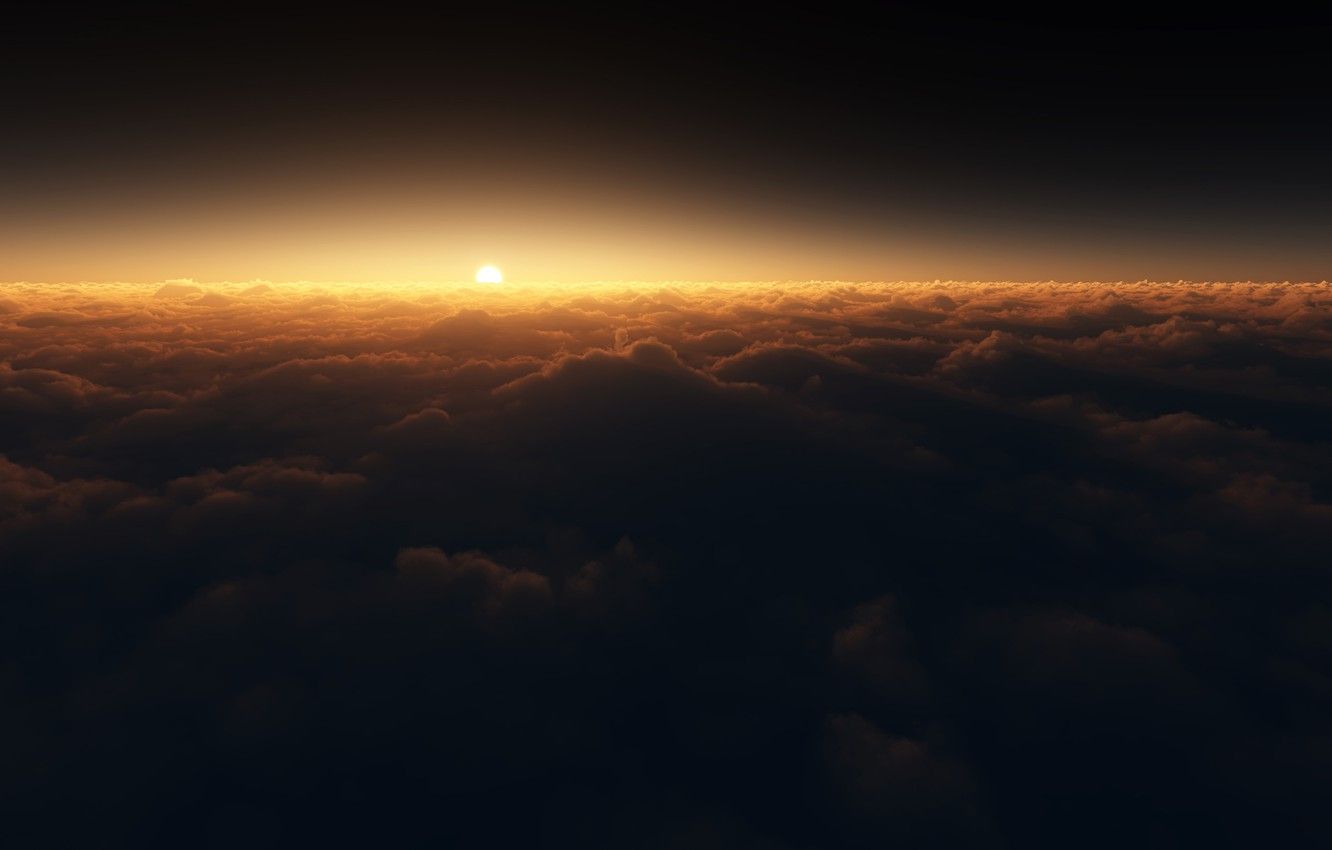 Wallpaper the sun, clouds, shifted reality, spectral image for desktop, section рендеринг