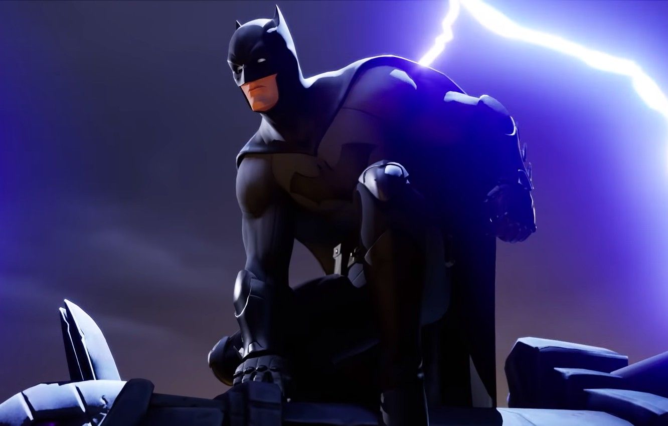 Wallpaper night, batman, lightning, Batman, lightning, night, Epic Games, Fortnite image for desktop, section игры