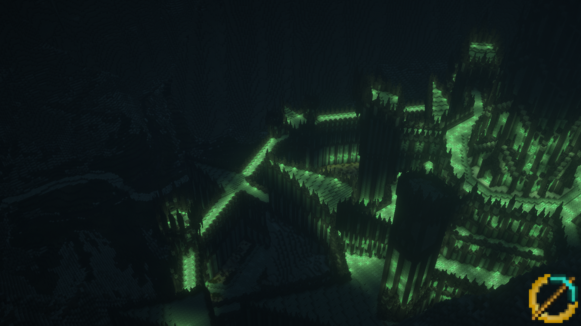 View of Minas Morgul from the Mountains of Shadow. Minecraft Middle Earth