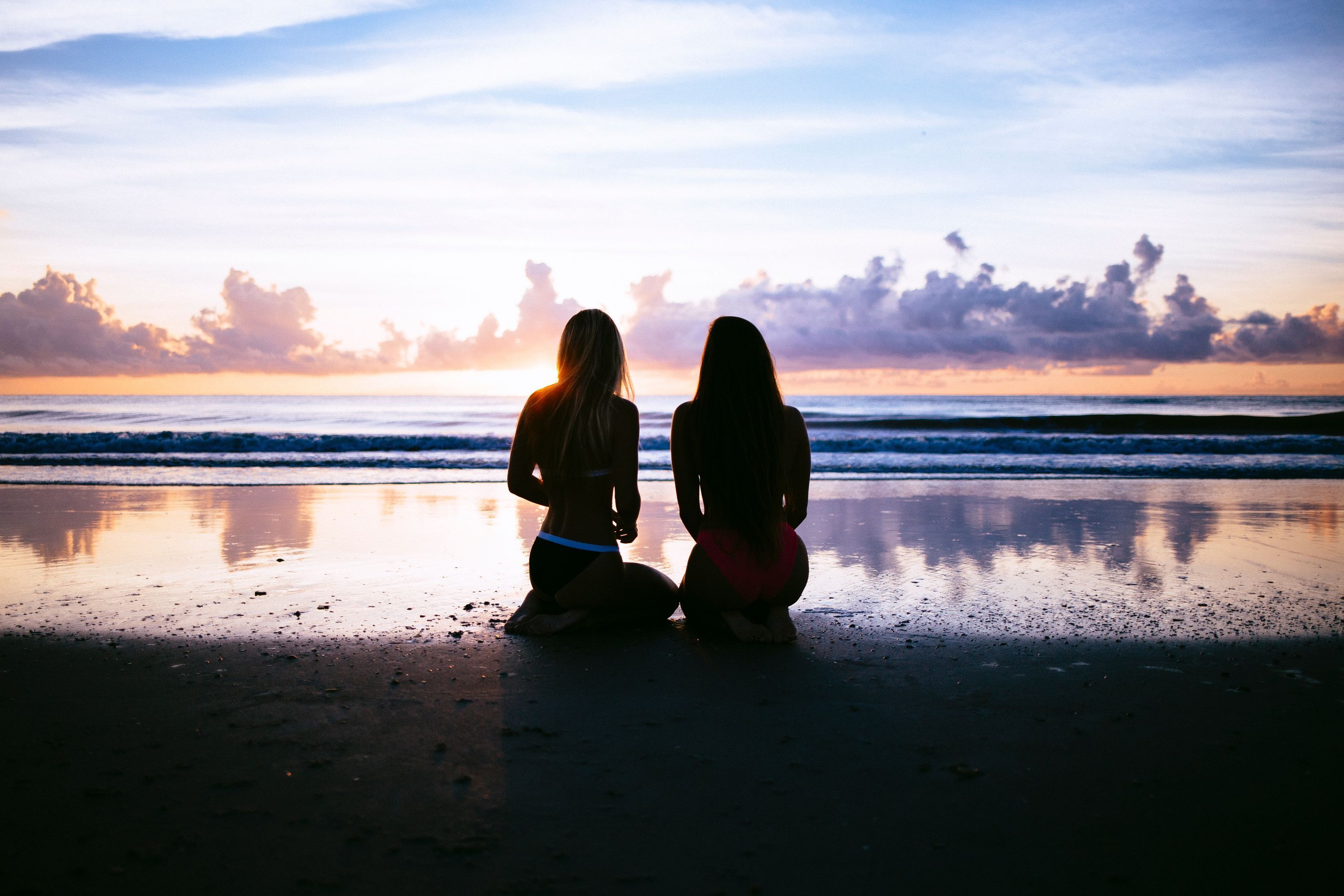 Girls, Beach, Sunset Wallpaper