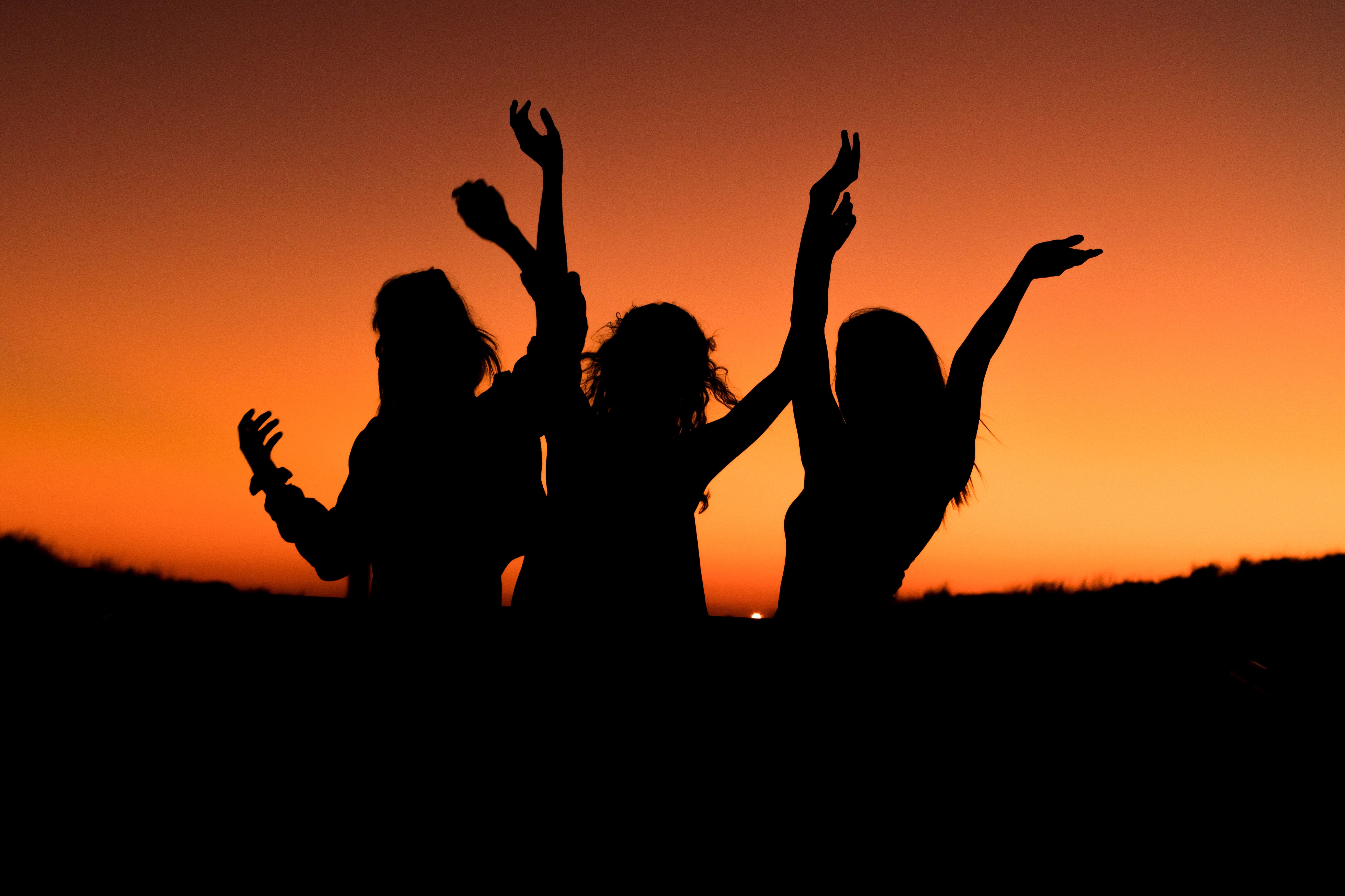 #Mood, #Joy, #Silhouette, #Happy, K, #Girls, #Sunset. Mocah.org HD Wallpaper