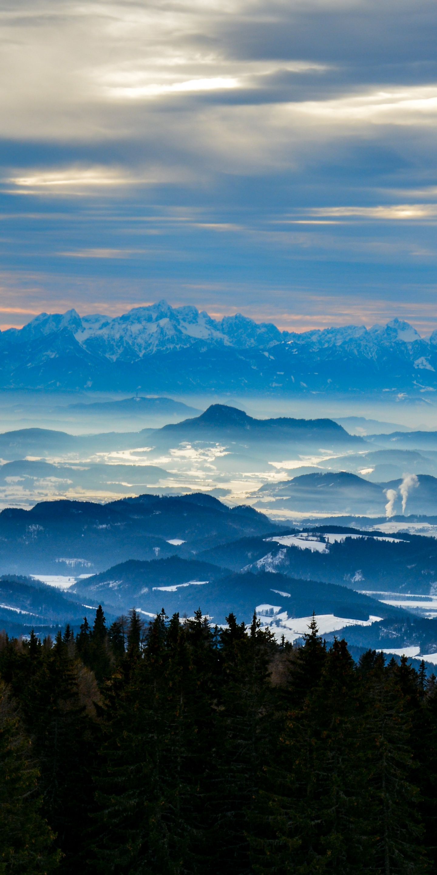 Download 1440x2880 wallpaper mountains, horizon, misty sunrise, austria, lg v lg g 1440x2880 HD image, background, 563