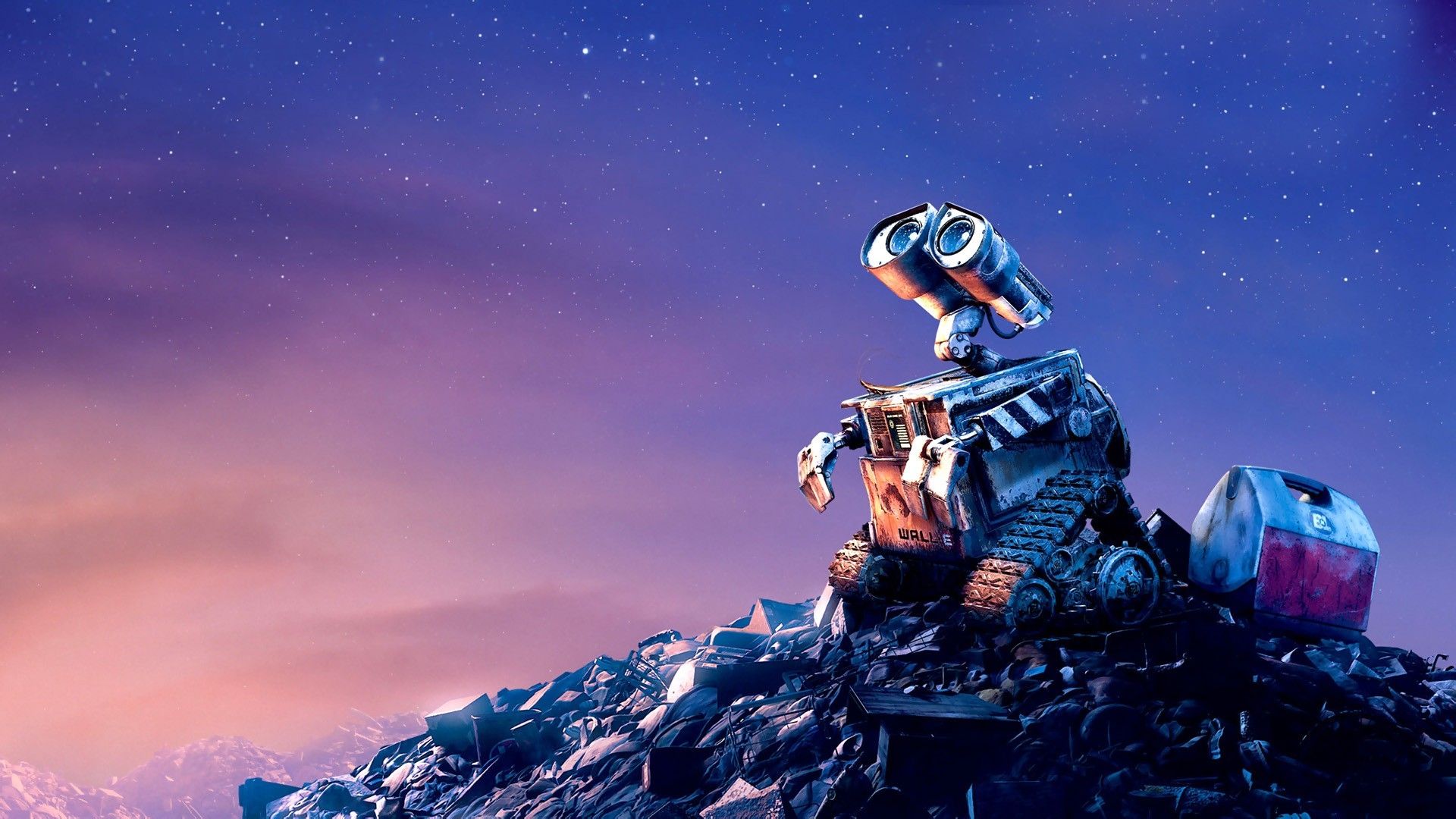 Download 1920x1080 Wall E, Animation, Robot, Stars, Sad Expression Wallpaper For Widescreen