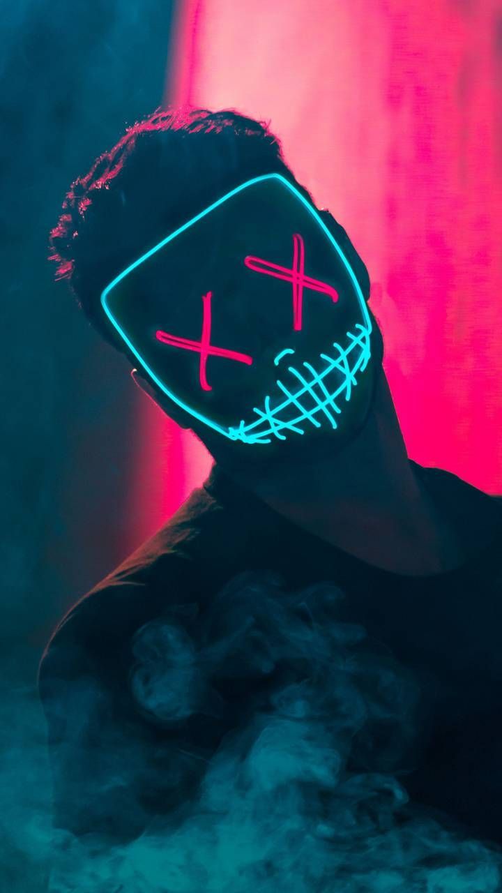 Neon Mask Guy Wallpaper by AmazingWalls. Cool background for iphone, Neon wallpaper, Best iphone wallpaper