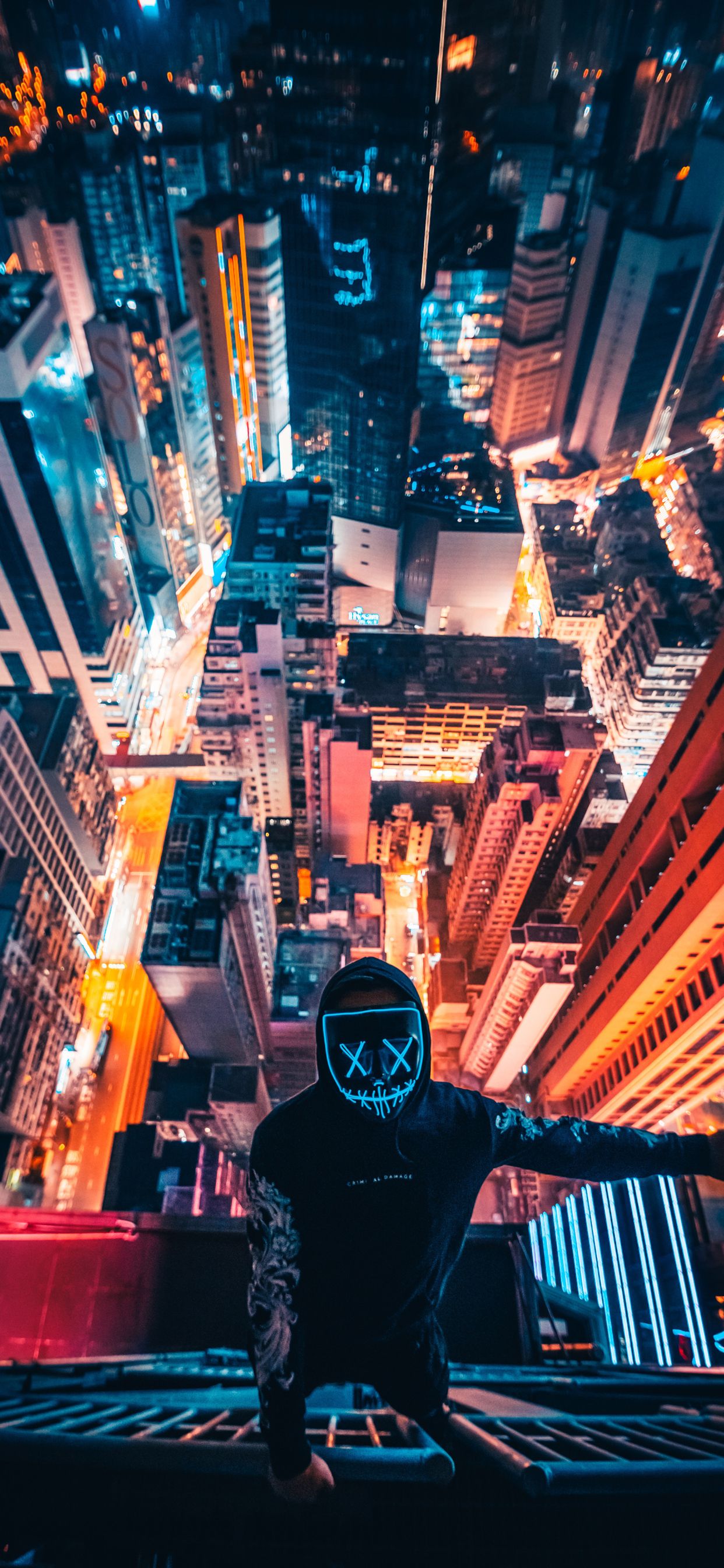 Neon Mask Guy Climbing Building 4k iPhone XS MAX HD 4k Wallpaper, Image, Background, Photo and Picture