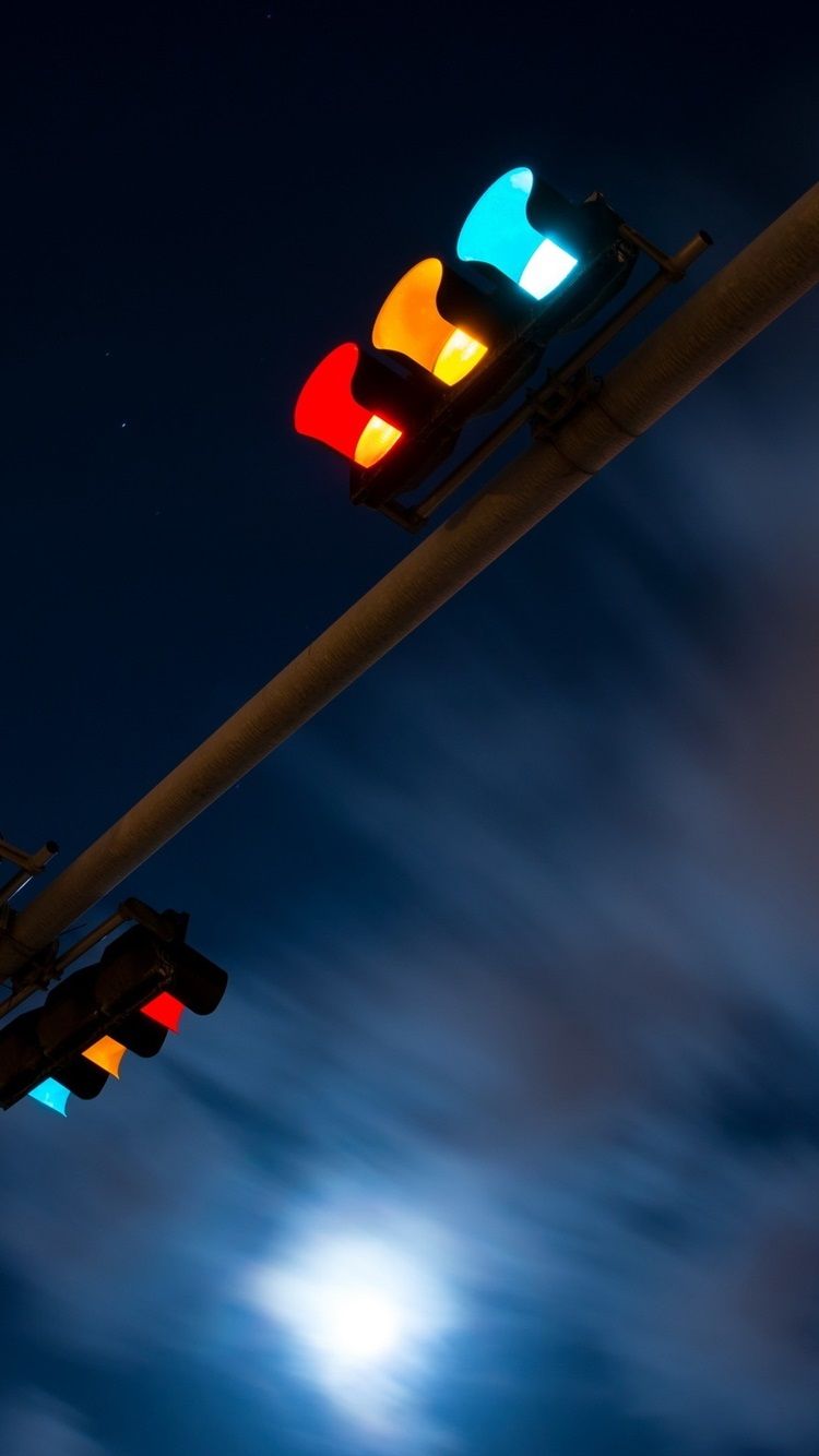 Night, Traffic Light, Clouds, Moon 750x1334 IPhone 8 7 6 6S Wallpaper, Background, Picture, Image