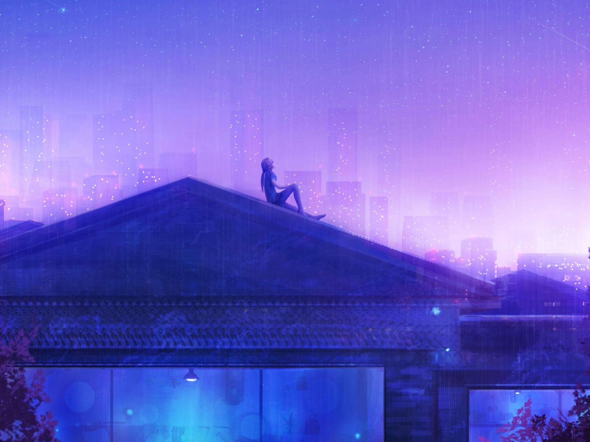 Scenery Purple Anime Wallpaper