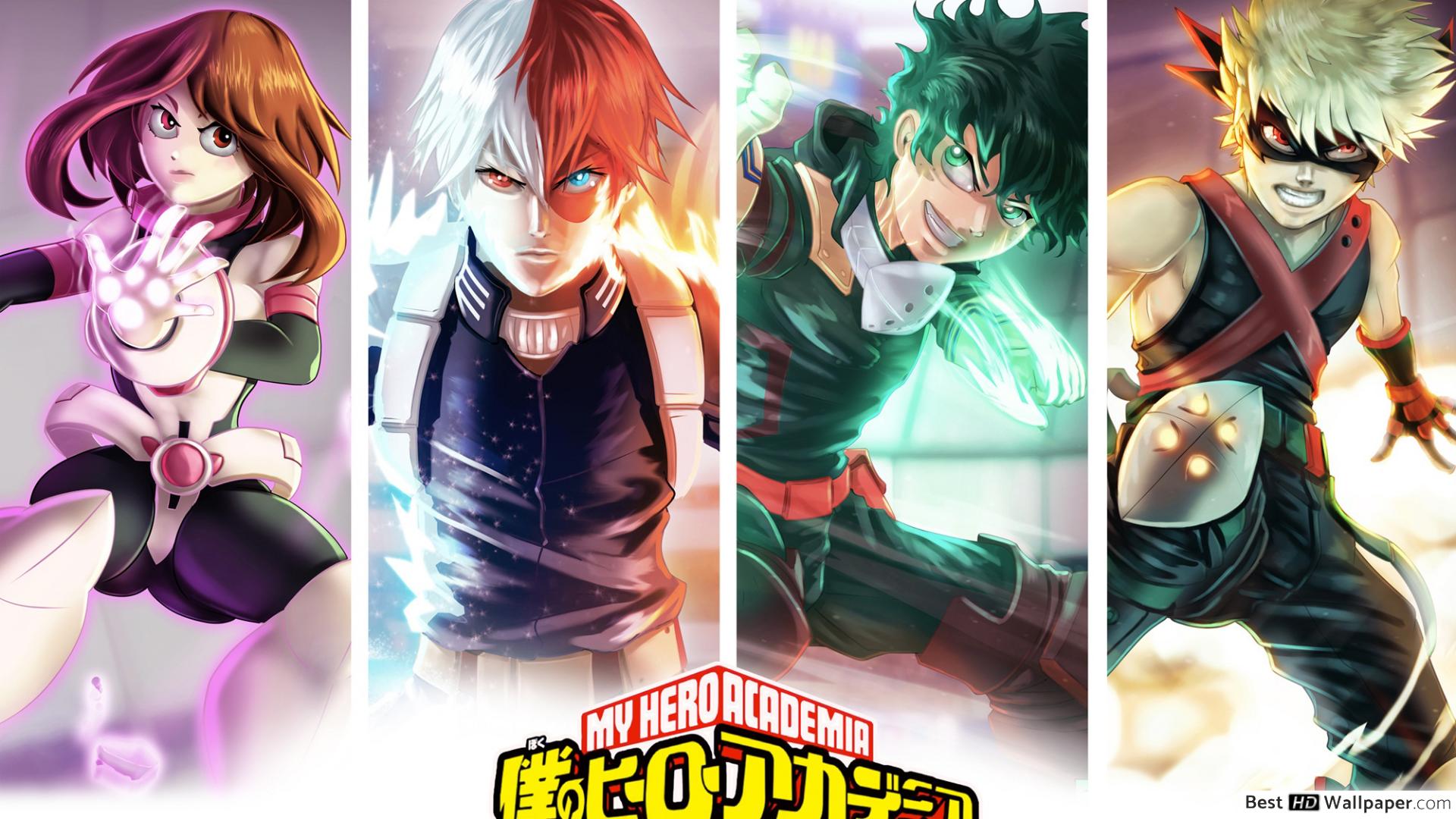 My Hero Academia Midoriya, Katsuki Bakugo, Shoto Todoroki, Ochaco Uraraka HD wallpaper download