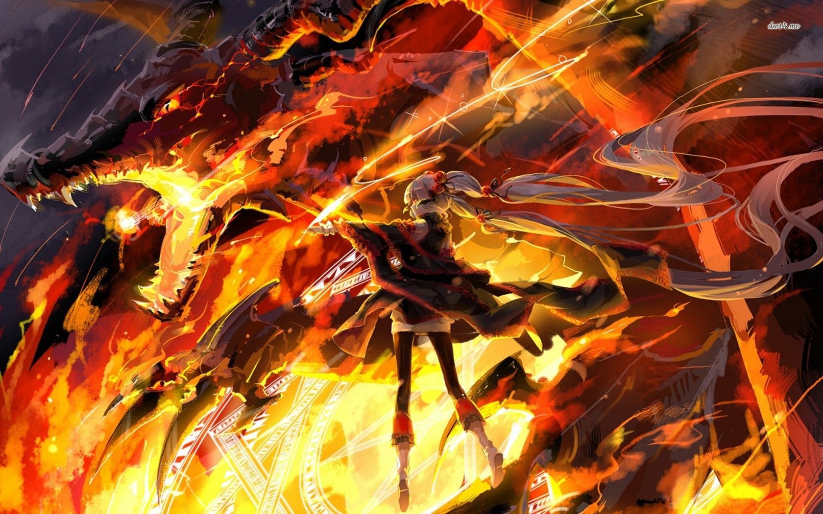 Girl fighting the fire breading dragon HD wallpaper. Warriors wallpaper, Anime computer wallpaper, Background image